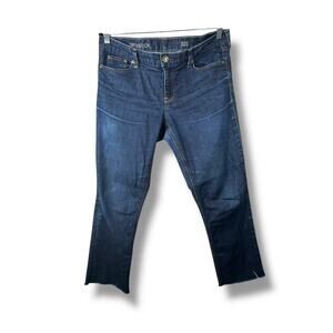 J. Crew Dark Wash Matchstick Mid-Rise Frayed Denim Jeans Size 32S Petite Short